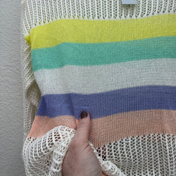 Honey & T Francescas Stripe Open Weave Knit Sweater Shirt Womens size Medium NEW - Picture 5 of 6